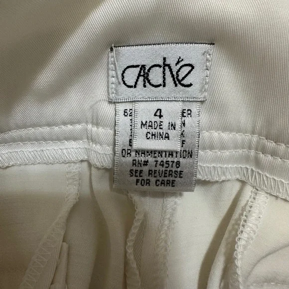 Cache White Cargo Capri Pants Belted Wide Leg Y2K Utility Trousers Womens 4 - Picture 2 of 11